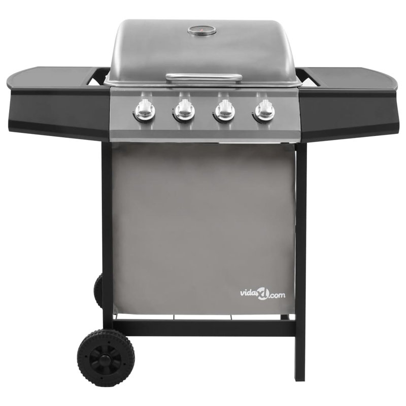 vidaXL 48.5cm 4Burner Natural Gas Barbecue Grill with Side Shelf